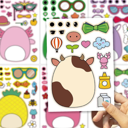 18-Pack Cartoon Make a Face Stickers - Mixed & Matched 6 Designs for Birthday Party Decorations & Favors