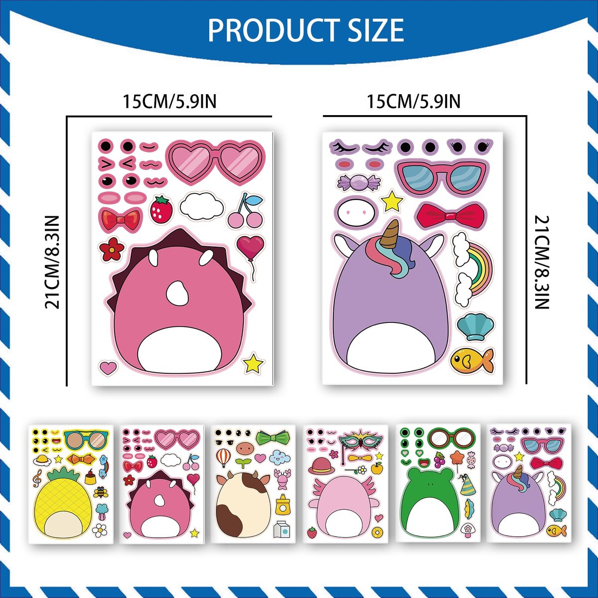 18-Pack Cartoon Make a Face Stickers - Mixed & Matched 6 Designs for Birthday Party Decorations & Favors - görsel 5