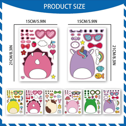 18-Pack Cartoon Make a Face Stickers - Mixed & Matched 6 Designs for Birthday Party Decorations & Favors