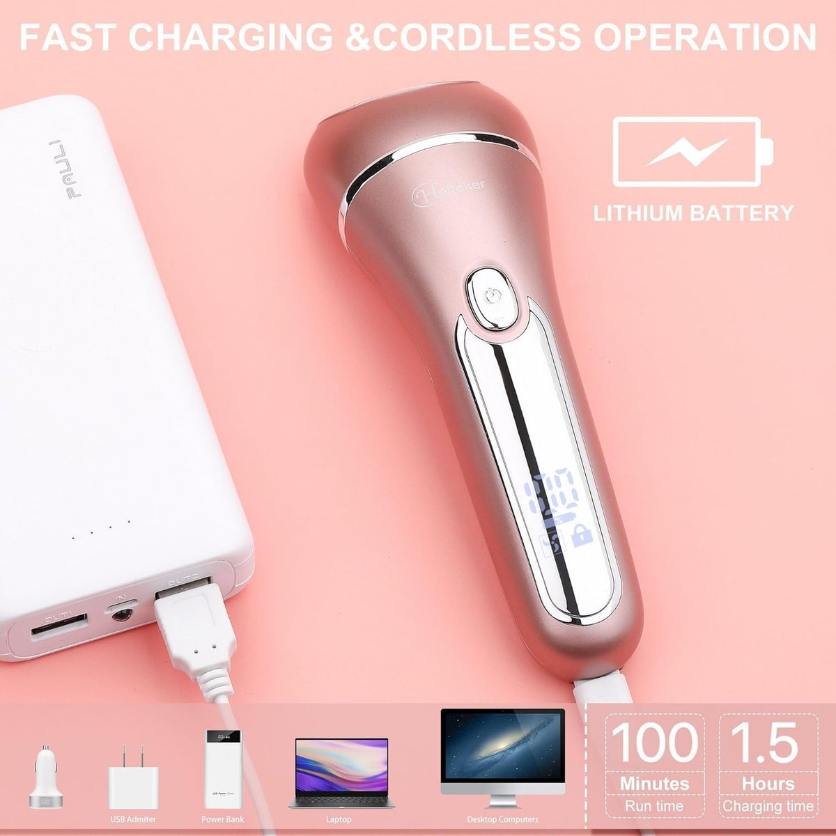 Hatteker Electric Shaver for Women – 3-in-1 Lady Epilator & Trimmer, Painless Hair Removal, Waterproof, USB Rechargeable, Pink Avelisse
