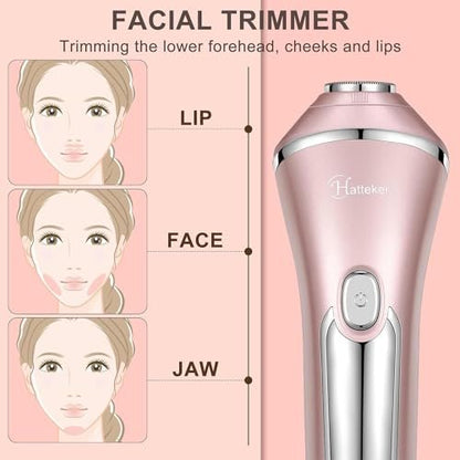 Hatteker Electric Shaver for Women – 3-in-1 Lady Epilator & Trimmer, Painless Hair Removal, Waterproof, USB Rechargeable, Pink Avelisse
