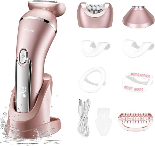 Hatteker Electric Shaver for Women – 3-in-1 Lady Epilator & Trimmer, Painless Hair Removal, Waterproof, USB Rechargeable, Pink Avelisse