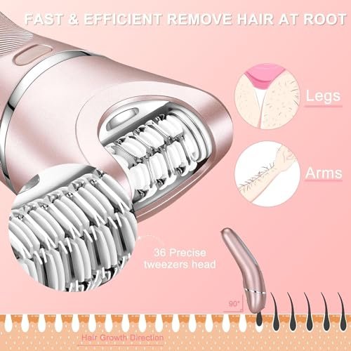 Hatteker Electric Shaver for Women – 3-in-1 Lady Epilator & Trimmer, Painless Hair Removal, Waterproof, USB Rechargeable, Pink Avelisse