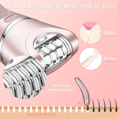 Hatteker Electric Shaver for Women – 3-in-1 Lady Epilator & Trimmer, Painless Hair Removal, Waterproof, USB Rechargeable, Pink Avelisse