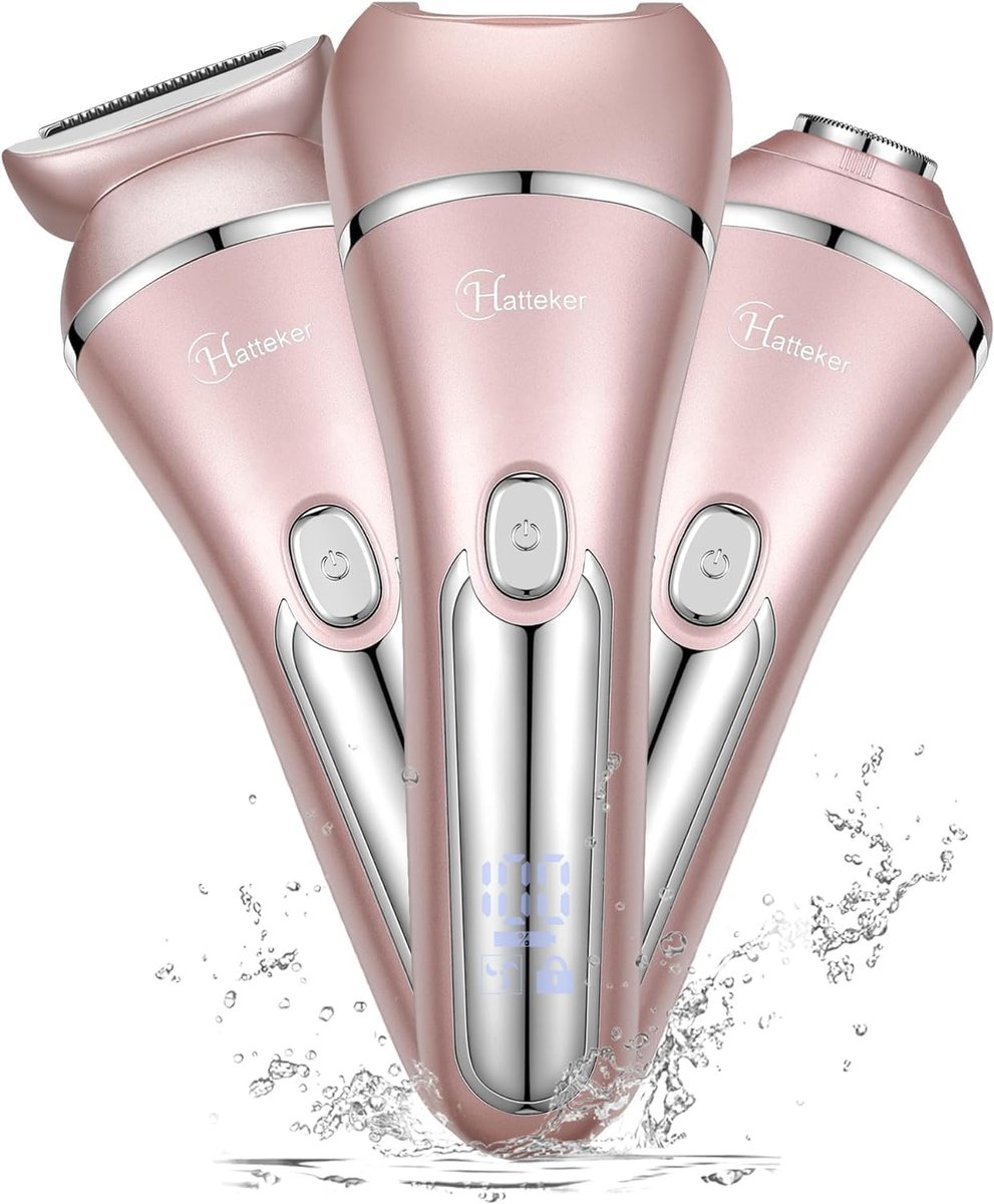 Hatteker Electric Shaver for Women – 3-in-1 Lady Epilator & Trimmer, Painless Hair Removal, Waterproof, USB Rechargeable, Pink Avelisse