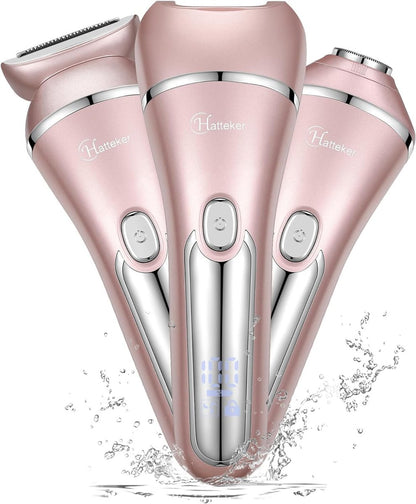 Hatteker Electric Shaver for Women – 3-in-1 Lady Epilator & Trimmer, Painless Hair Removal, Waterproof, USB Rechargeable, Pink Avelisse