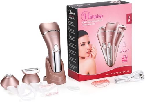Hatteker Electric Shaver for Women – 3-in-1 Lady Epilator & Trimmer, Painless Hair Removal, Waterproof, USB Rechargeable, Pink Avelisse