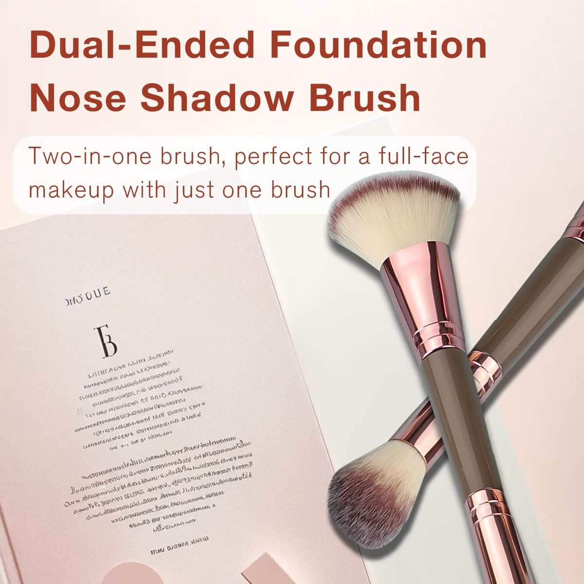 Jaasuee Double-Ended Foundation Makeup Brush – Angled & Round Top for Liquid, Powder & Cream Blending (Champagne Gold) - görsel 5