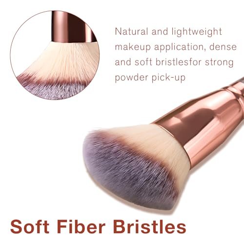Jaasuee Double-Ended Foundation Makeup Brush – Angled & Round Top for Liquid, Powder & Cream Blending (Champagne Gold) - görsel 8