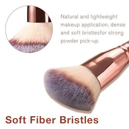 Jaasuee Double-Ended Foundation Makeup Brush – Angled & Round Top for Liquid, Powder & Cream Blending (Champagne Gold)