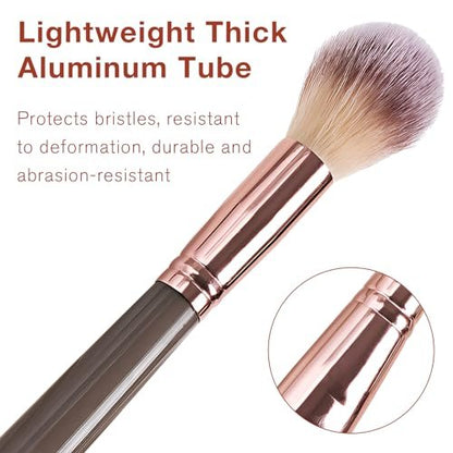 Jaasuee Double-Ended Foundation Makeup Brush – Angled & Round Top for Liquid, Powder & Cream Blending (Champagne Gold)