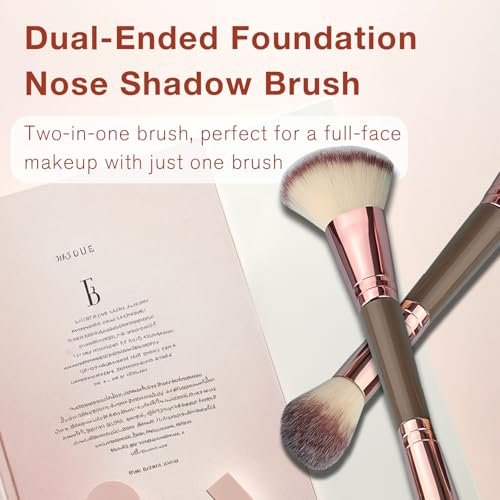 Jaasuee Double-Ended Foundation Makeup Brush – Angled & Round Top for Liquid, Powder & Cream Blending (Champagne Gold) - görsel 6