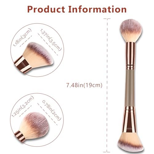 Jaasuee Double-Ended Foundation Makeup Brush – Angled & Round Top for Liquid, Powder & Cream Blending (Champagne Gold) - görsel 4