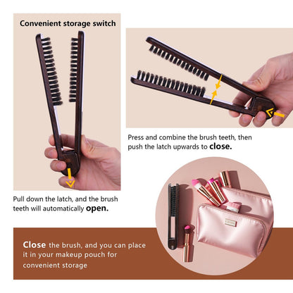 PERFEHAIR Double Sided Straightening Brush - Natural Boar Bristle Clamp for Smooth, Frizz-Free Styling, No Hair Pulling, Long-Lasting Design Avelisse