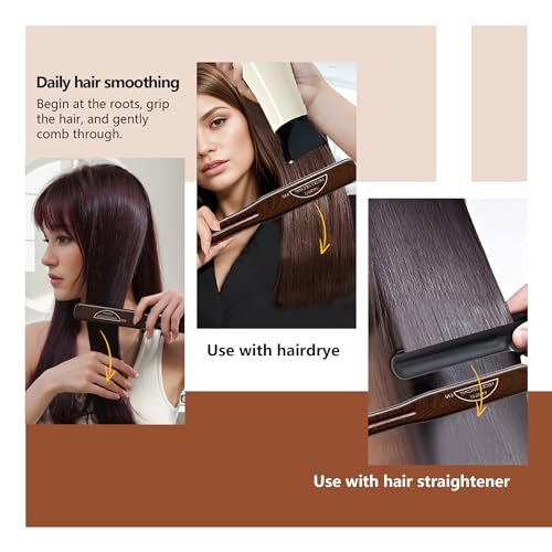 PERFEHAIR Double Sided Straightening Brush - Natural Boar Bristle Clamp for Smooth, Frizz-Free Styling, No Hair Pulling, Long-Lasting Design Avelisse
