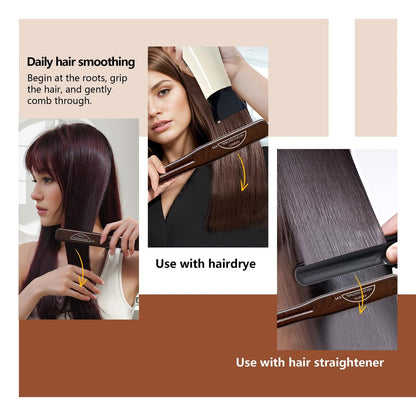 PERFEHAIR Double Sided Straightening Brush - Natural Boar Bristle Clamp for Smooth, Frizz-Free Styling, No Hair Pulling, Long-Lasting Design Avelisse