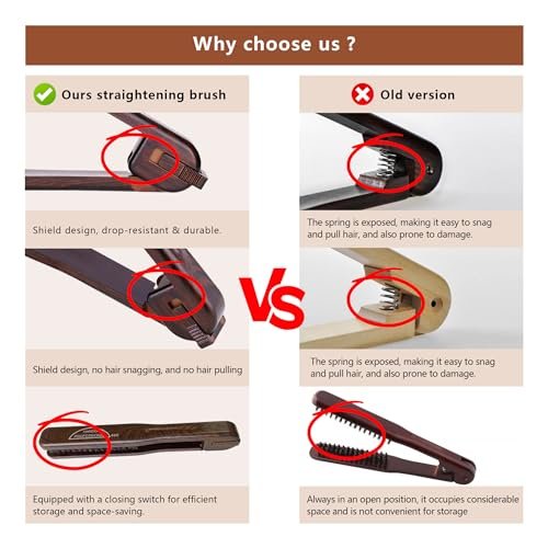 PERFEHAIR Double Sided Straightening Brush - Natural Boar Bristle Clamp for Smooth, Frizz-Free Styling, No Hair Pulling, Long-Lasting Design Avelisse