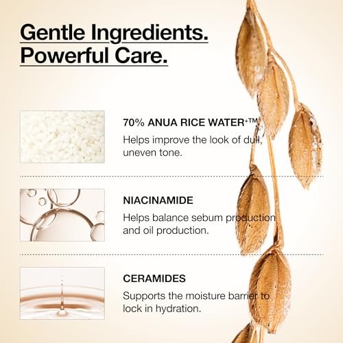Anua Rice 70 Glow Milky Toner – Hydrating & Barrier Care with Rice Water, Niacinamide, Ceramides – Fragrance-Free, Non-Comedogenic – Korean Skincare, 8.45 fl.oz. Avelisse