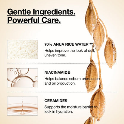 Anua Rice 70 Glow Milky Toner – Hydrating & Barrier Care with Rice Water, Niacinamide, Ceramides – Fragrance-Free, Non-Comedogenic – Korean Skincare, 8.45 fl.oz. Avelisse