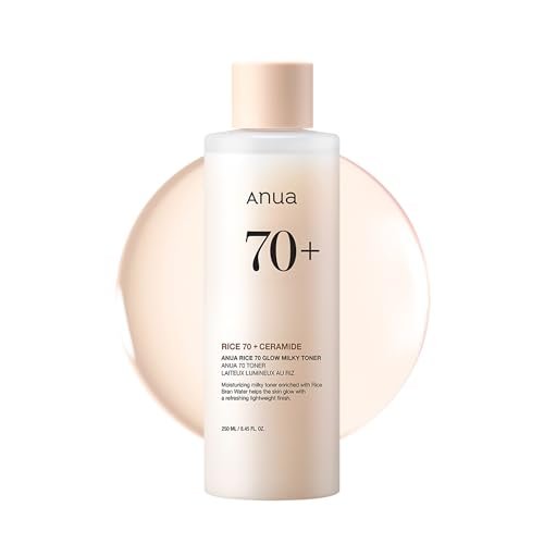 Anua Rice 70 Glow Milky Toner – Hydrating & Barrier Care with Rice Water, Niacinamide, Ceramides – Fragrance-Free, Non-Comedogenic – Korean Skincare, 8.45 fl.oz. Avelisse