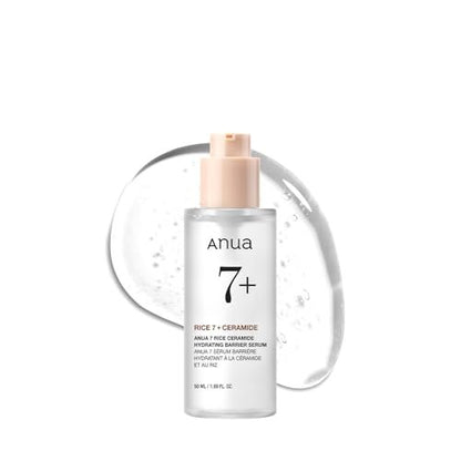 Anua Rice Ceramide 7 Hydrating Barrier Serum - Moisturizing Face Serum with Hyaluronic Acid & Niacinamide, Fragrance Free, Lightweight, Non-Comedogenic for Sensitive Dry Skin, Korean Skincare, 1.69 fl oz