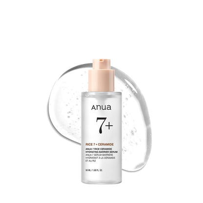 Anua Rice Ceramide 7 Hydrating Barrier Serum - Moisturizing Face Serum with Hyaluronic Acid & Niacinamide, Fragrance Free, Lightweight, Non-Comedogenic for Sensitive Dry Skin, Korean Skincare, 1.69 fl oz