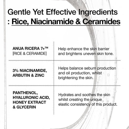 Anua Rice Ceramide 7 Hydrating Barrier Serum - Moisturizing Face Serum with Hyaluronic Acid & Niacinamide, Fragrance Free, Lightweight, Non-Comedogenic for Sensitive Dry Skin, Korean Skincare, 1.69 fl oz