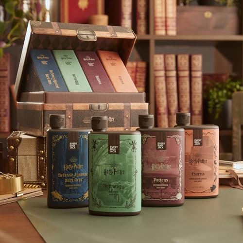 Every Man Jack Harry Potter Collectors Men's Body Wash Gift Set – 4 Hogwarts Inspired Scents, Clean Ingredients, 13.5 oz Each Avelisse