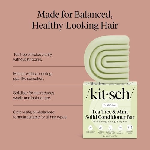 Kitsch Clarifying Tea Tree & Mint Conditioner Bar - Vegan, Color-Safe Solid Hair Conditioner for Scalp & Oil Control, 2.7 oz Avelisse