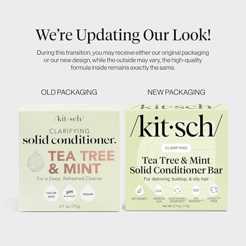 Kitsch Clarifying Tea Tree & Mint Conditioner Bar - Vegan, Color-Safe Solid Hair Conditioner for Scalp & Oil Control, 2.7 oz Avelisse