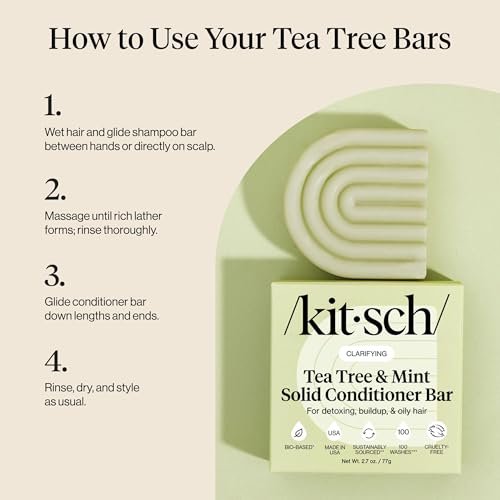 Kitsch Clarifying Tea Tree & Mint Conditioner Bar - Vegan, Color-Safe Solid Hair Conditioner for Scalp & Oil Control, 2.7 oz Avelisse