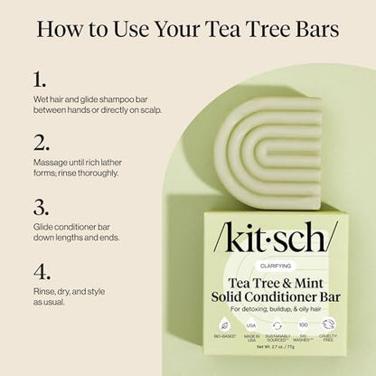Kitsch Clarifying Tea Tree & Mint Conditioner Bar - Vegan, Color-Safe Solid Hair Conditioner for Scalp & Oil Control, 2.7 oz Avelisse