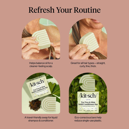 Kitsch Clarifying Tea Tree & Mint Conditioner Bar - Vegan, Color-Safe Solid Hair Conditioner for Scalp & Oil Control, 2.7 oz Avelisse