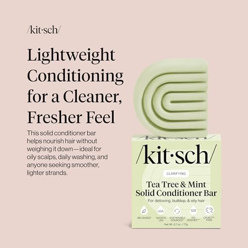 Kitsch Clarifying Tea Tree & Mint Conditioner Bar - Vegan, Color-Safe Solid Hair Conditioner for Scalp & Oil Control, 2.7 oz Avelisse