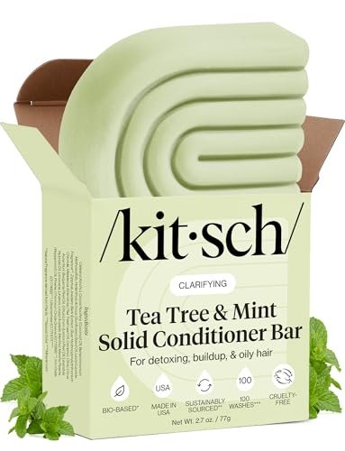 Kitsch Clarifying Tea Tree & Mint Conditioner Bar - Vegan, Color-Safe Solid Hair Conditioner for Scalp & Oil Control, 2.7 oz Avelisse