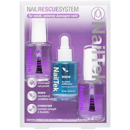 Nail Tek Rescue System – Nail Repair for Damaged Nails, Hydrate, Renew & Strengthen, Made in USA, 0.5 Fl Oz Each Avelisse