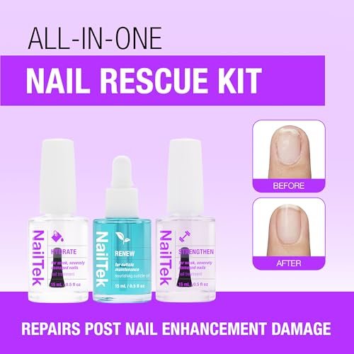 Nail Tek Rescue System – Nail Repair for Damaged Nails, Hydrate, Renew & Strengthen, Made in USA, 0.5 Fl Oz Each Avelisse
