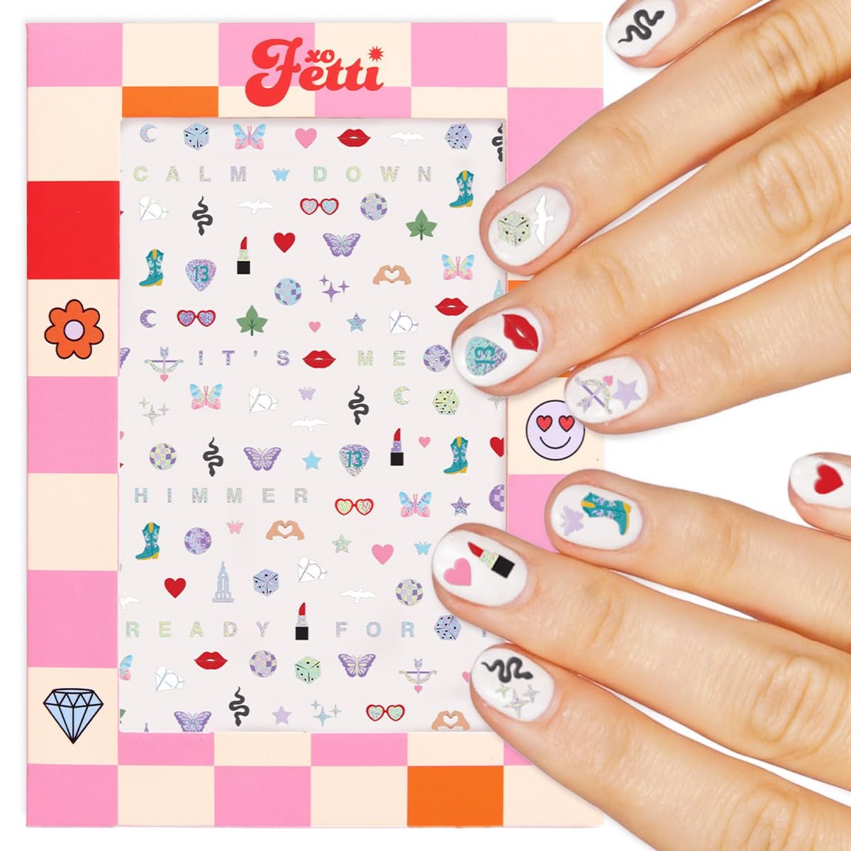 xo, Fetti Party Era Nail Stickers – 544 Concert & Bachelorette Nail Decals, Birthday Manicure Accessories - görsel 1