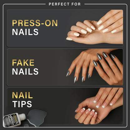 EXSIVIA Super Strong Nail Glue for Press On Nails, Acrylic Nails & Nail Tips (10ml) - Extra Strength Long Lasting Brush-On Adhesive, Mess-Free, No Dehydrator or Primer Needed