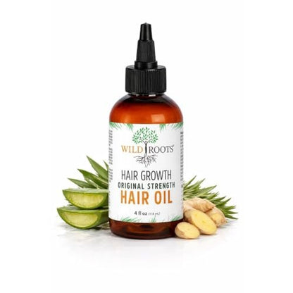 WILD ROOTS Original Strength Hair Growth Oil – Nourishing Formula to Strengthen & Promote Hair Growth – 4oz (118ml)