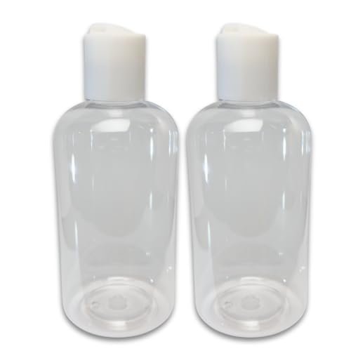 8 oz Plastic Squeeze Bottles with Disc Cap (2-Pack) - BPA-Free, Leak Proof, Refillable Travel Size for Cosmetics, Shampoo, Lotion, Essential Oils