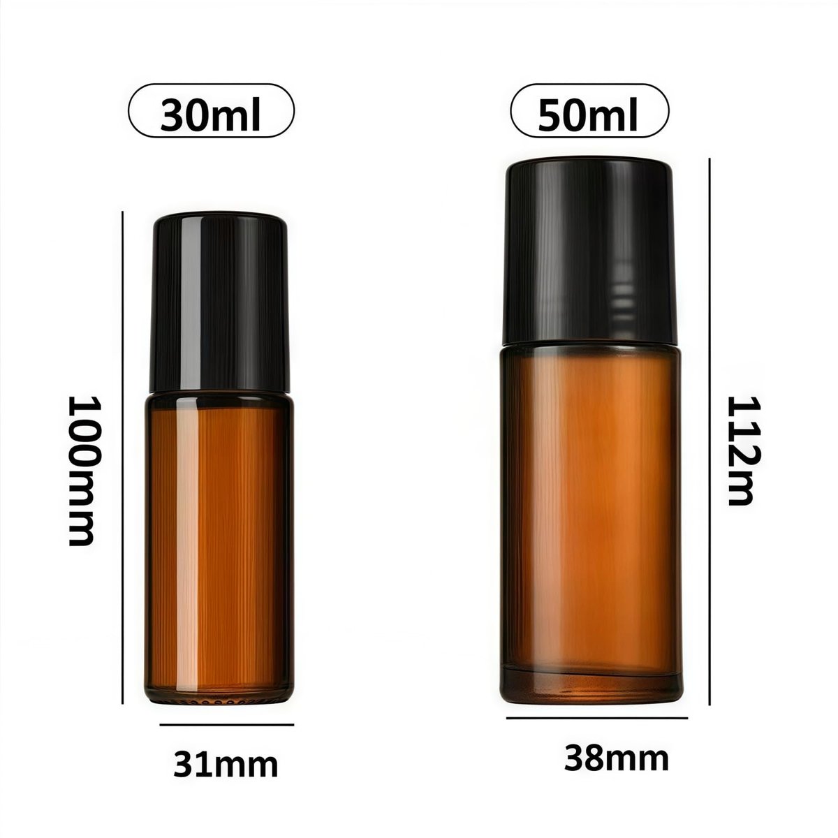 2-Pack Brown 50ml Glass Essential Oil Roller Bottles - Refillable Roll-On Containers for Fragrance, Perfume & Deodorant - görsel 4