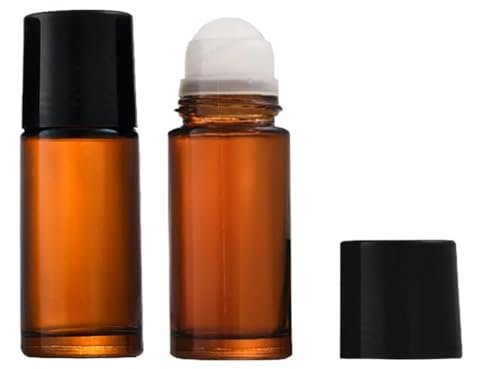 2-Pack Brown 50ml Glass Essential Oil Roller Bottles - Refillable Roll-On Containers for Fragrance, Perfume & Deodorant - görsel 1