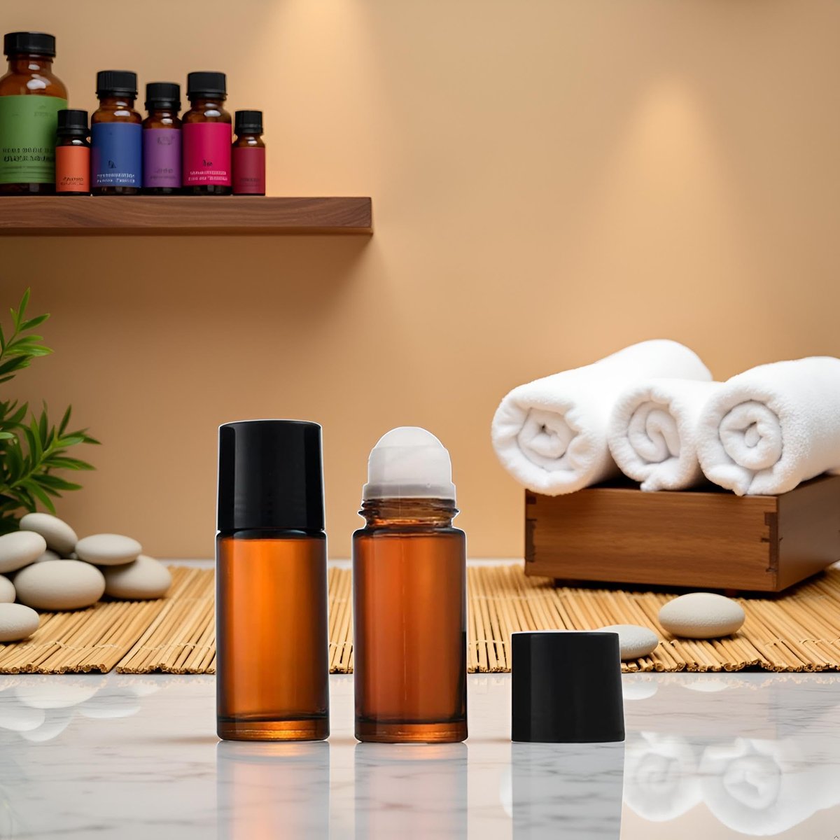 2-Pack Brown 50ml Glass Essential Oil Roller Bottles - Refillable Roll-On Containers for Fragrance, Perfume & Deodorant - görsel 14