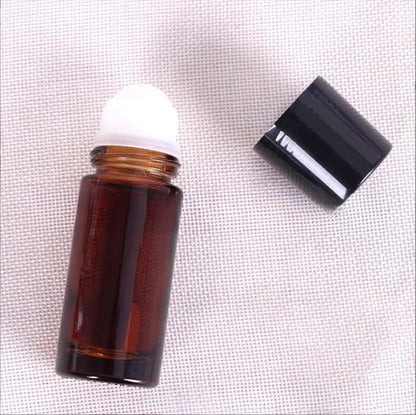 2-Pack Brown 50ml Glass Essential Oil Roller Bottles - Refillable Roll-On Containers for Fragrance, Perfume & Deodorant