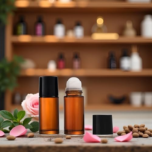 2-Pack Brown 50ml Glass Essential Oil Roller Bottles - Refillable Roll-On Containers for Fragrance, Perfume & Deodorant - görsel 7