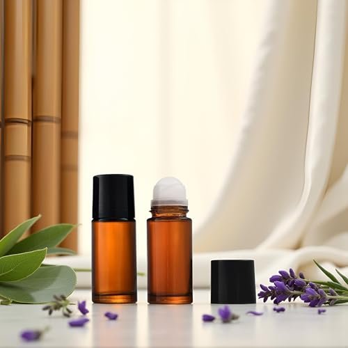 2-Pack Brown 50ml Glass Essential Oil Roller Bottles - Refillable Roll-On Containers for Fragrance, Perfume & Deodorant - görsel 11