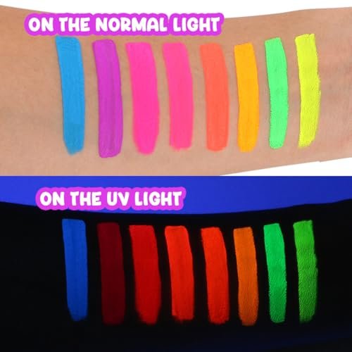8 Color Glow in the Dark UV Face and Body Paint Palette - Neon Blacklight Water Activated Washable Non-Toxic - görsel 8