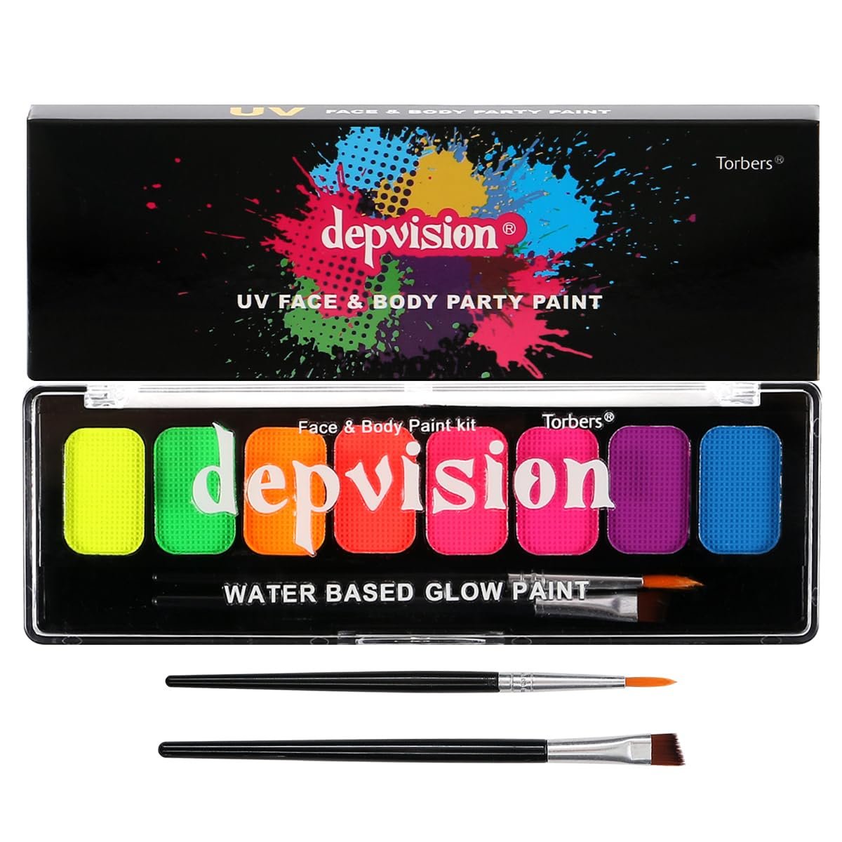 8 Color Glow in the Dark UV Face and Body Paint Palette - Neon Blacklight Water Activated Washable Non-Toxic - görsel 3
