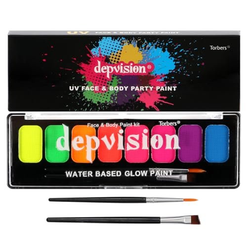 8 Color Glow in the Dark UV Face and Body Paint Palette - Neon Blacklight Water Activated Washable Non-Toxic - görsel 4